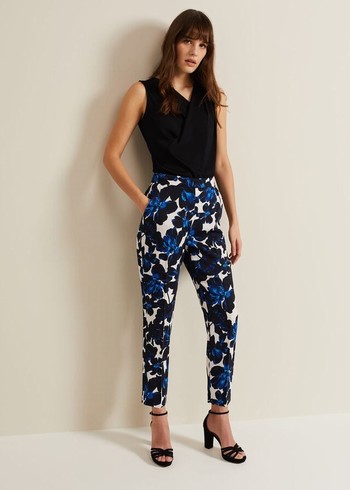 Phase Eight Caddie Florals Trousers Blue USA | 3608294-ZR